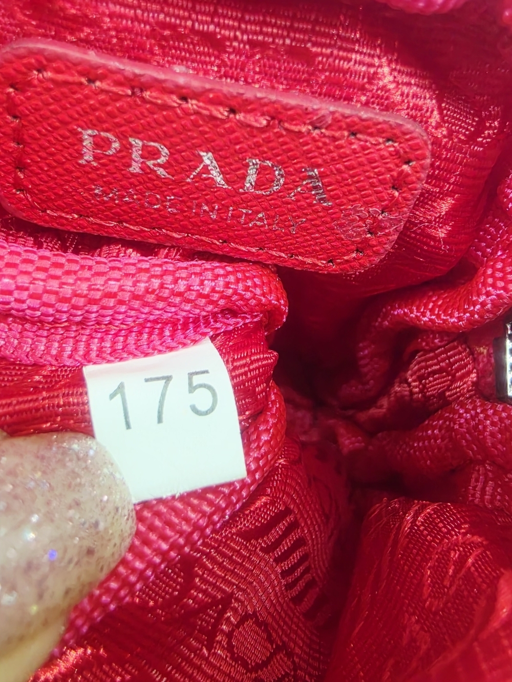 Prada Red Nylon Mini Pouch Keychain Coin Case Small Zip Bag Italy - Picture 7 of 14